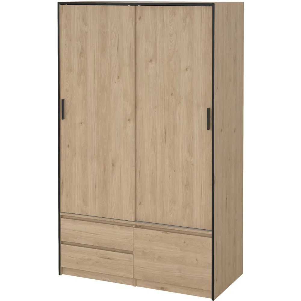 Florence 3 Door 2 Drawer Sliding Wardrobe - Brown, Oak