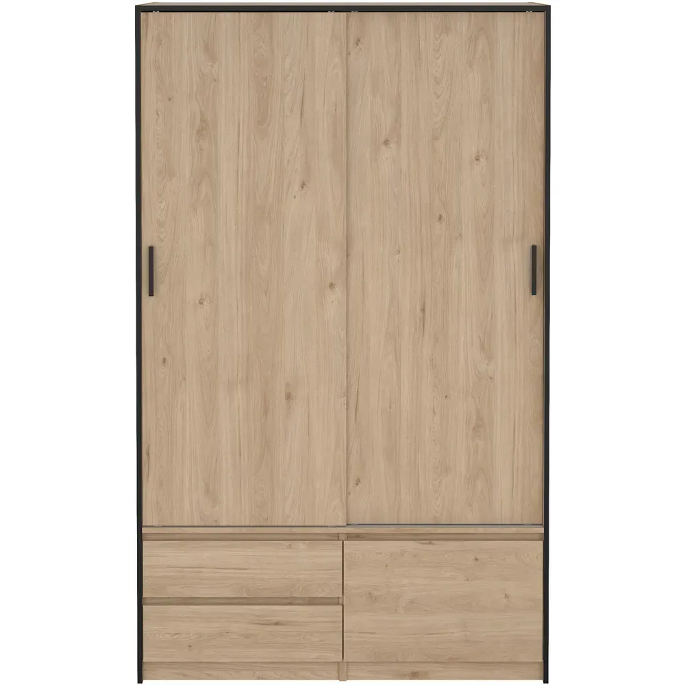 Florence 3 Door 2 Drawer Sliding Wardrobe - Brown, Oak