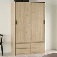 Florence 3 Door 2 Drawer Sliding Wardrobe - Brown, Oak