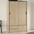 Florence 3 Door 2 Drawer Sliding Wardrobe - Brown, Oak