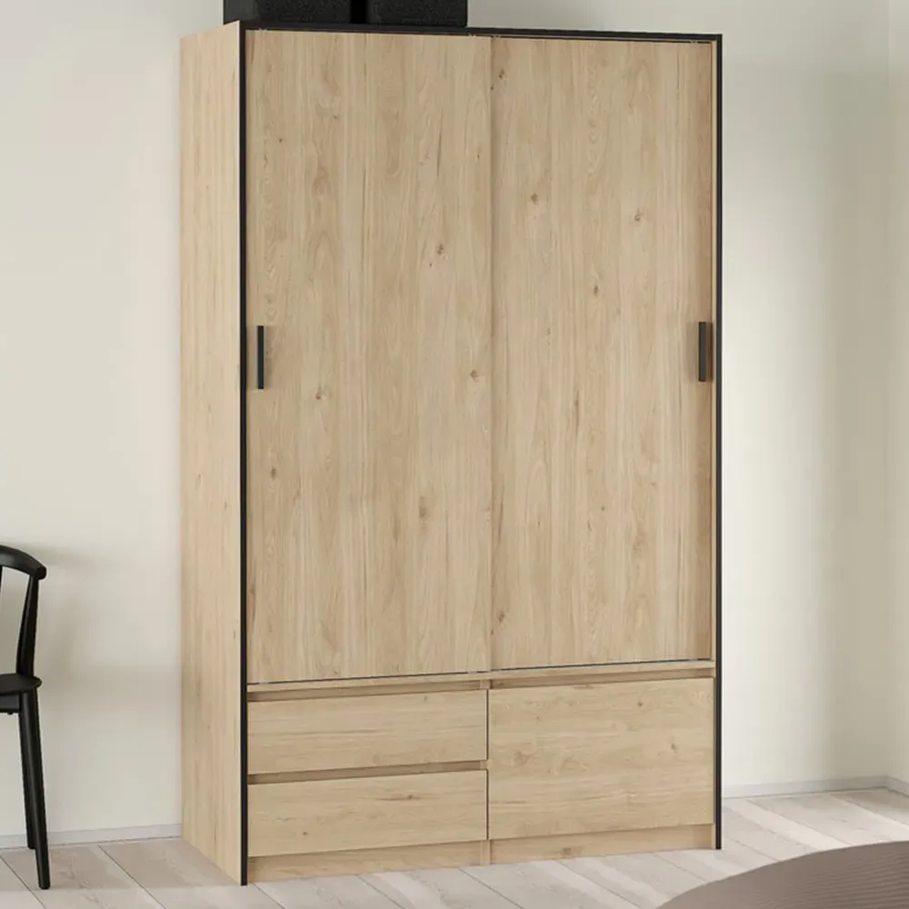 Florence 3 Door 2 Drawer Sliding Wardrobe - Brown, Oak