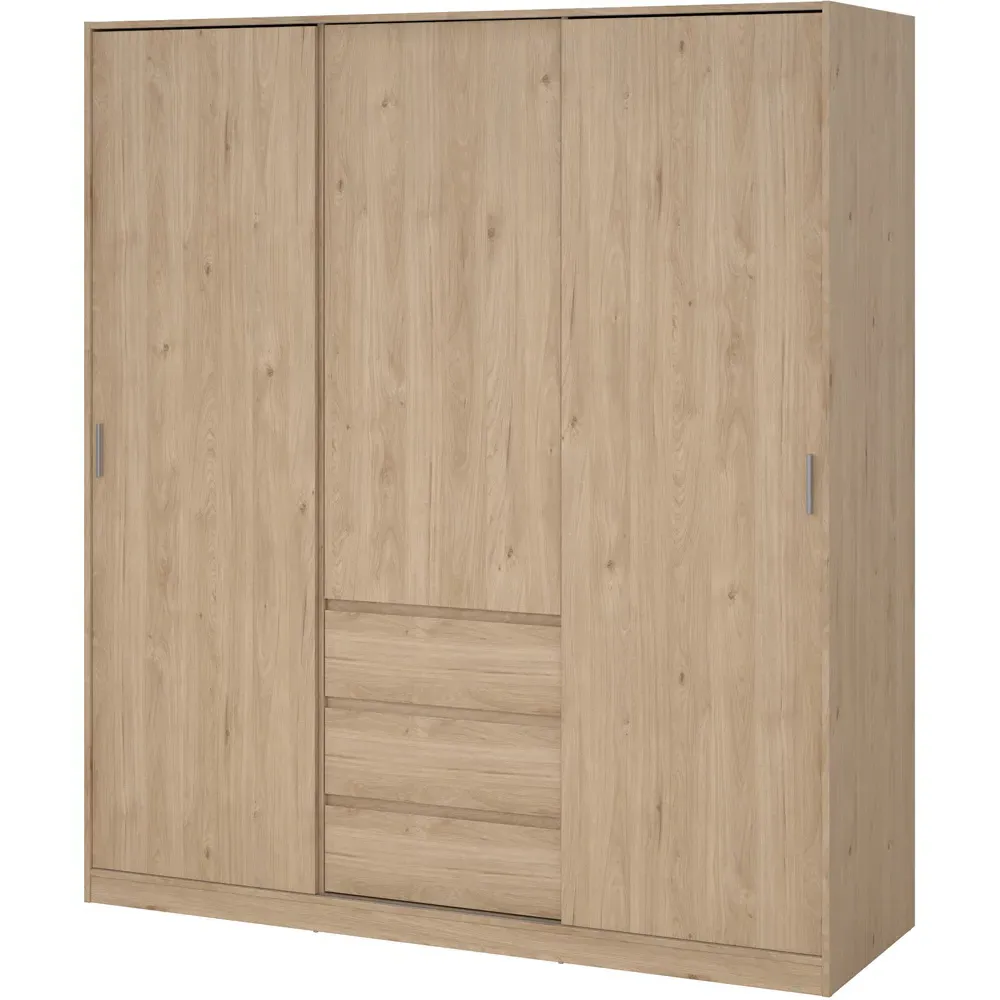 Florence 3 Door 3 Drawer Sliding Wardrobe - Jackson Hickory Oak