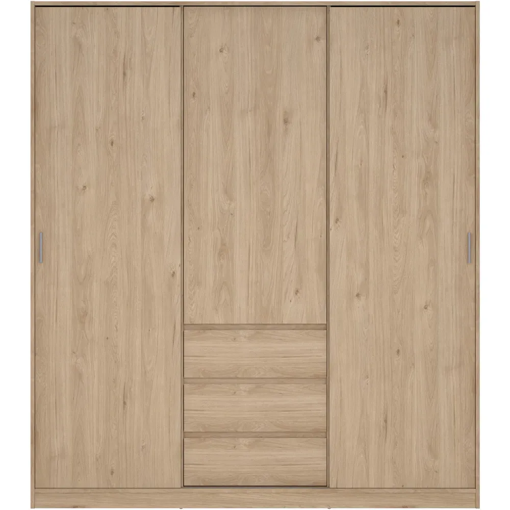Florence 3 Door 3 Drawer Sliding Wardrobe - Jackson Hickory Oak