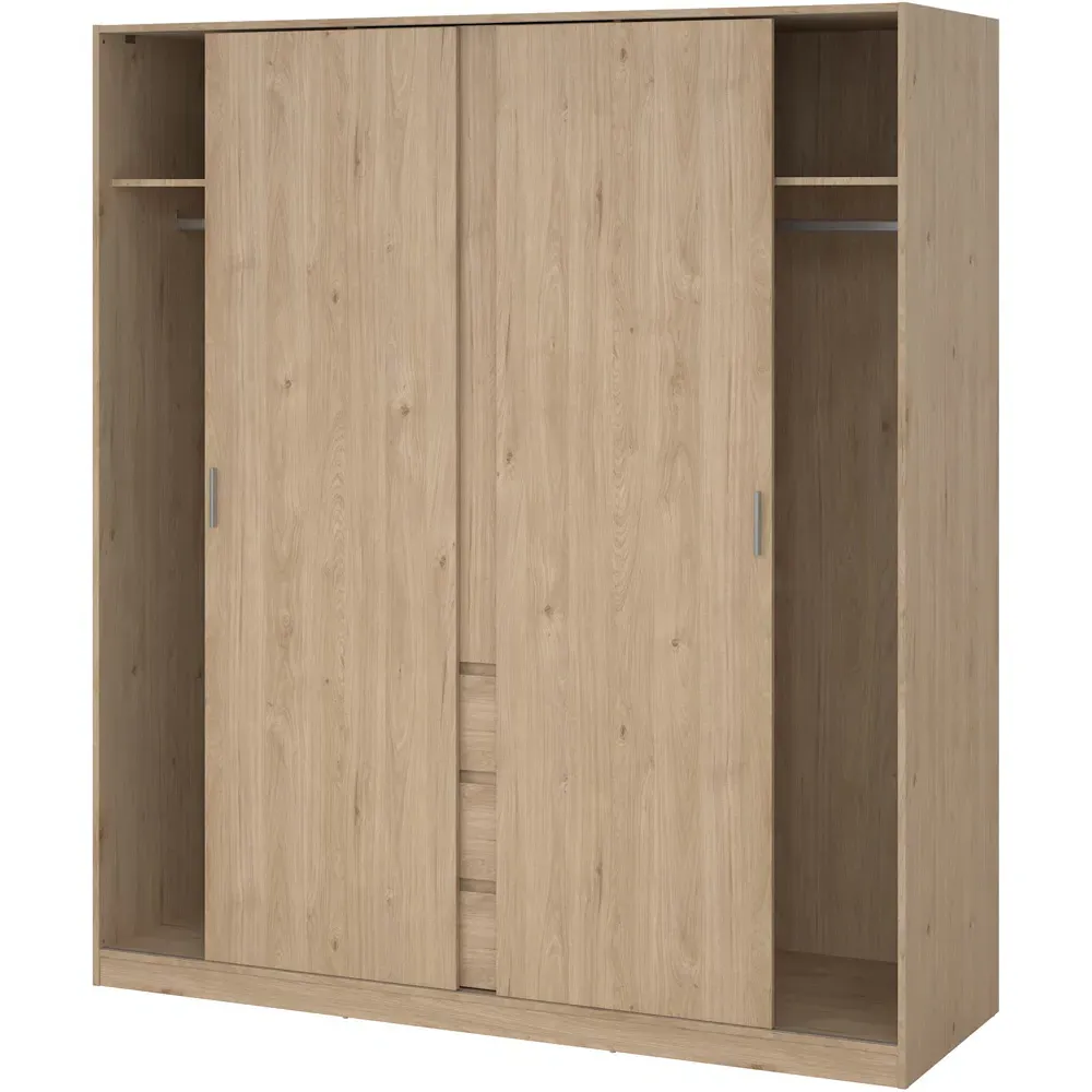 Florence 3 Door 3 Drawer Sliding Wardrobe - Jackson Hickory Oak