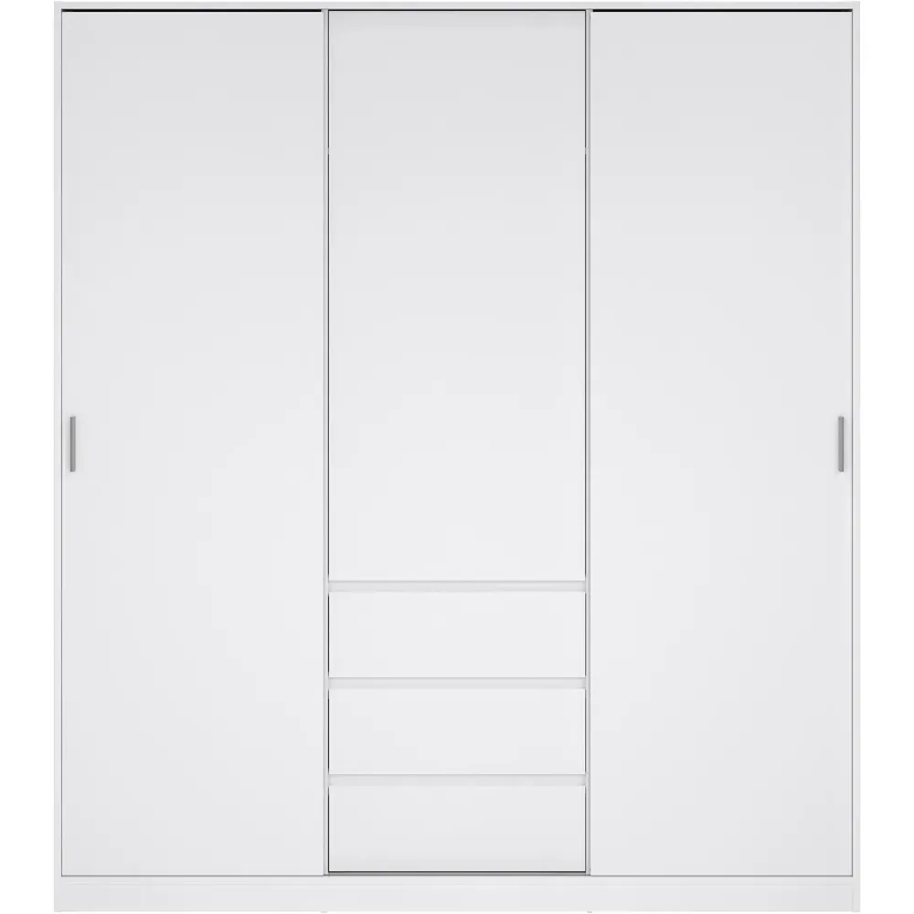 Florence 3 Door 3 Drawer Sliding Wardrobe - White High Gloss