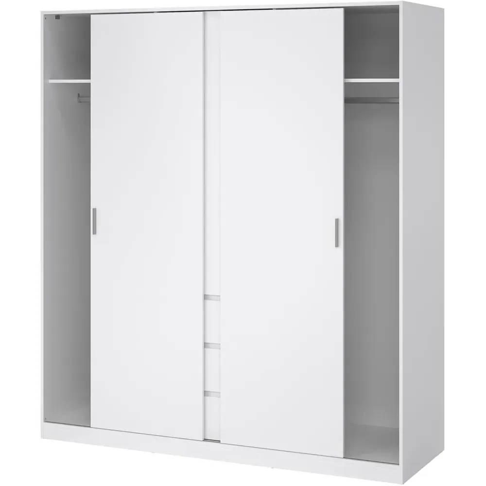 Florence 3 Door 3 Drawer Sliding Wardrobe - White High Gloss