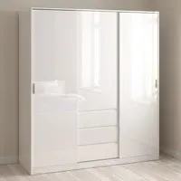 Florence 3 Door 3 Drawer Sliding Wardrobe - White High Gloss