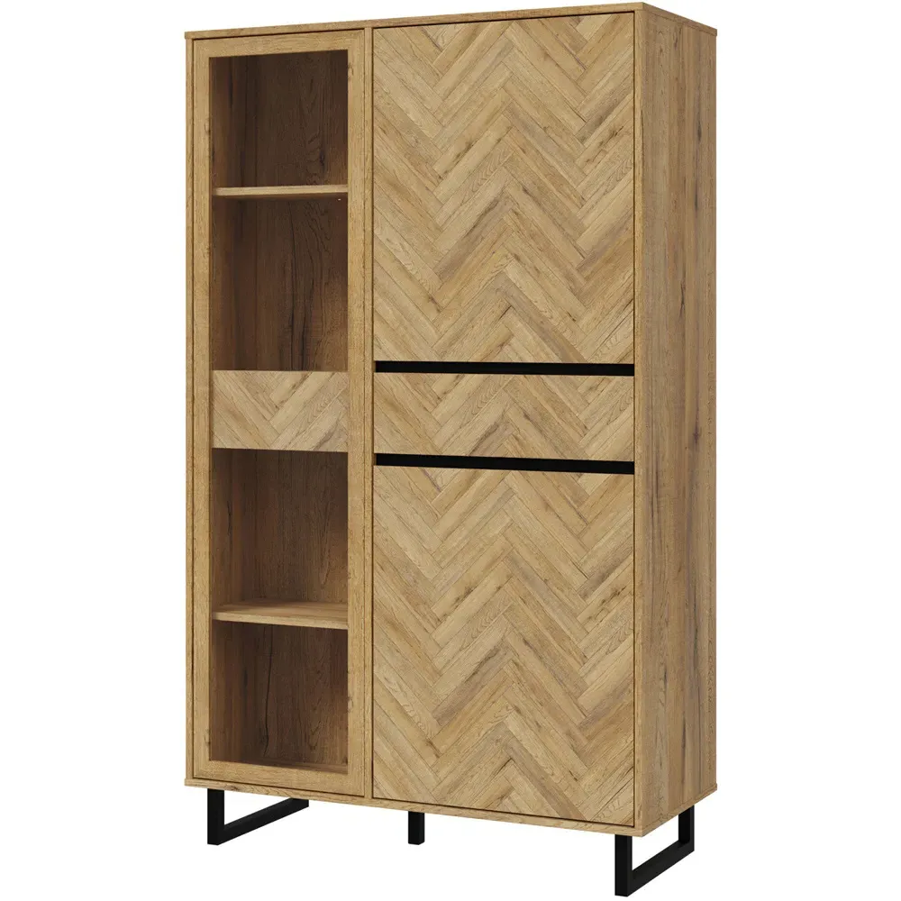 Florence 3 Door Display Cabinet - Black, Bartex Oak