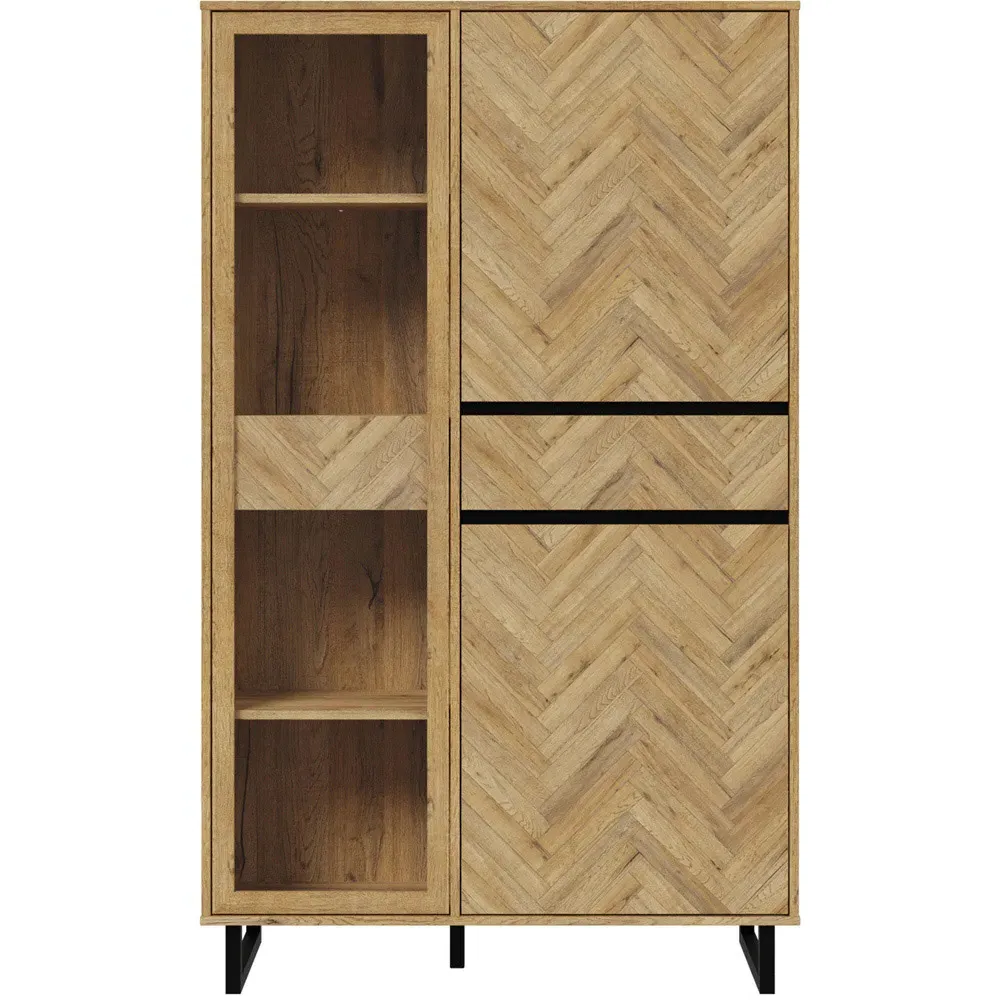 Florence 3 Door Display Cabinet - Black, Bartex Oak