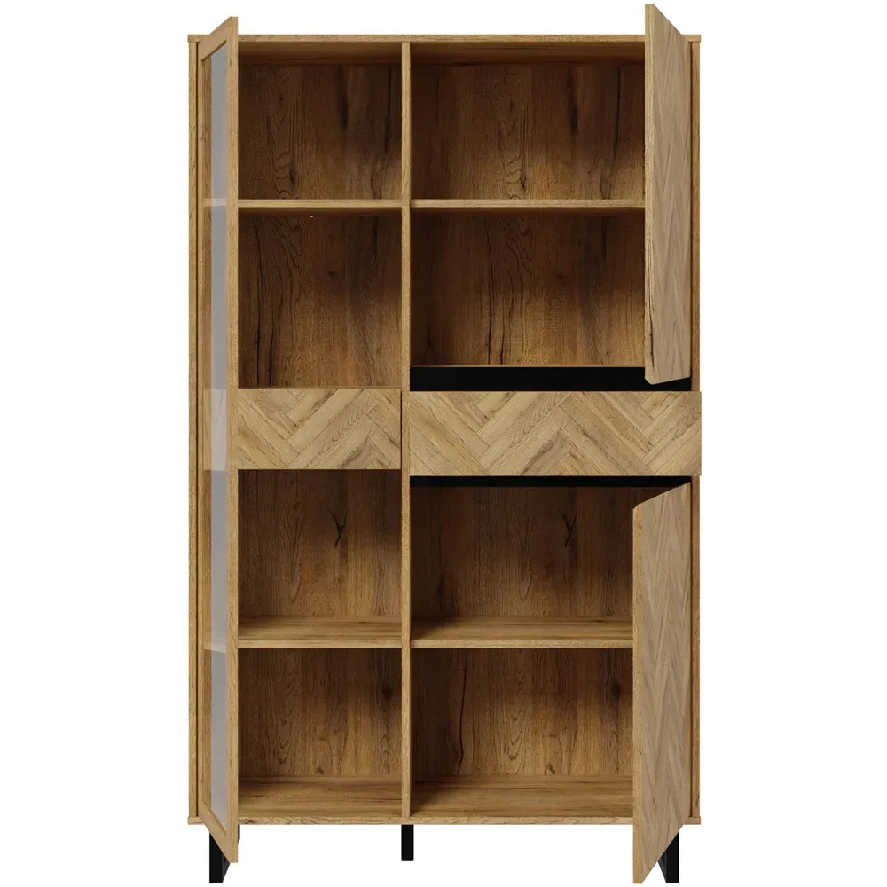 Florence 3 Door Display Cabinet - Black, Bartex Oak