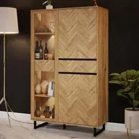 Florence 3 Door Display Cabinet - Black, Bartex Oak