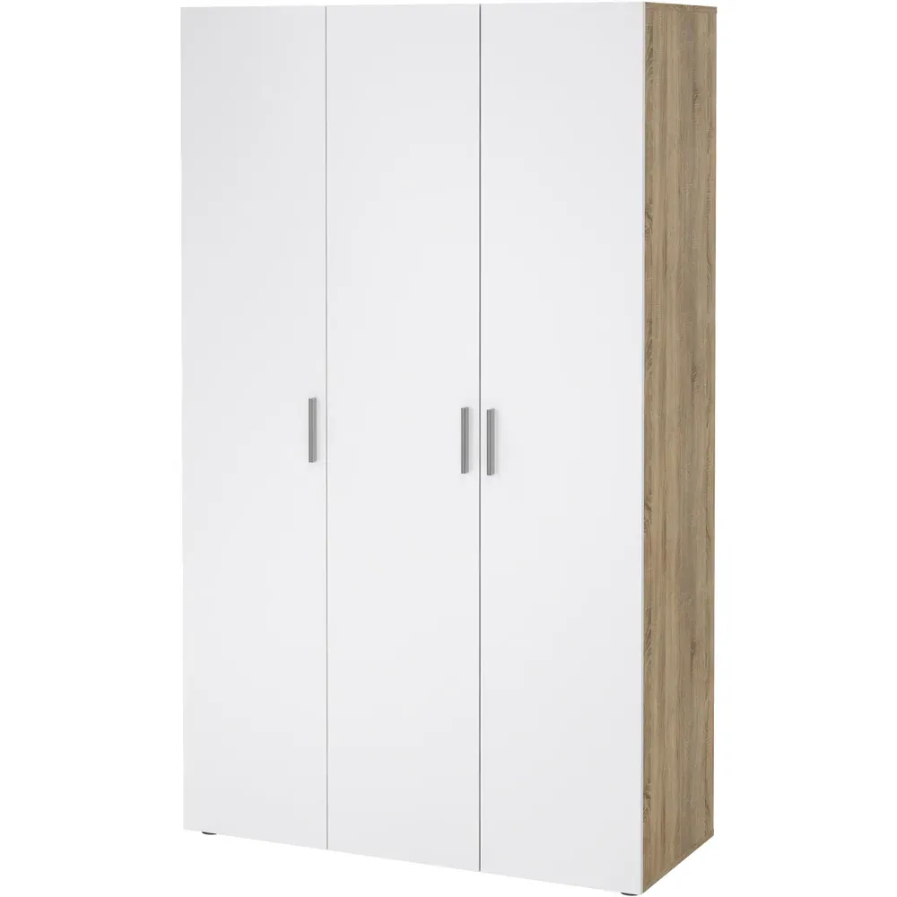 Florence 3 Door Wardrobe - White, Oak