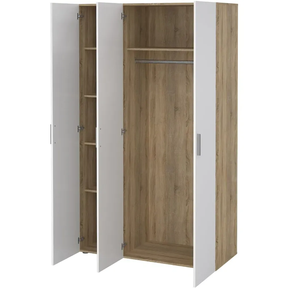 Florence 3 Door Wardrobe - White, Oak