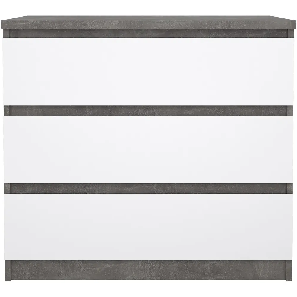 Florence 3 Drawer Chest of Drawers - Concrete, White