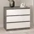 Florence 3 Drawer Chest of Drawers - Concrete, White