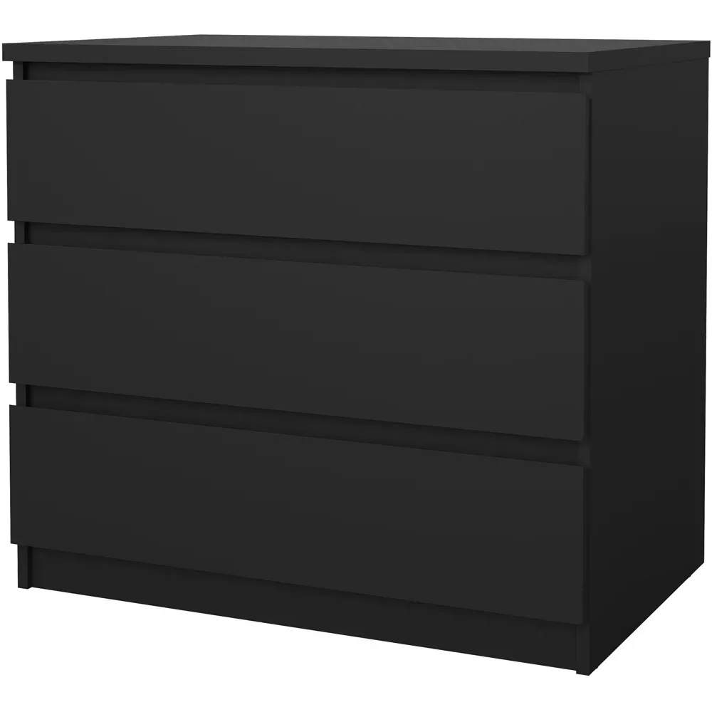 Florence 3 Drawer Chest of Drawers - Matt Black