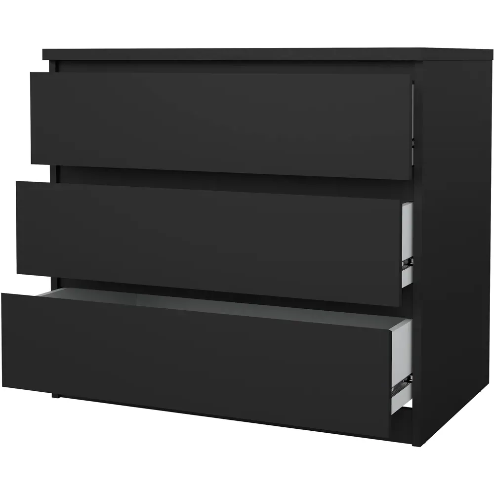 Florence 3 Drawer Chest of Drawers - Matt Black