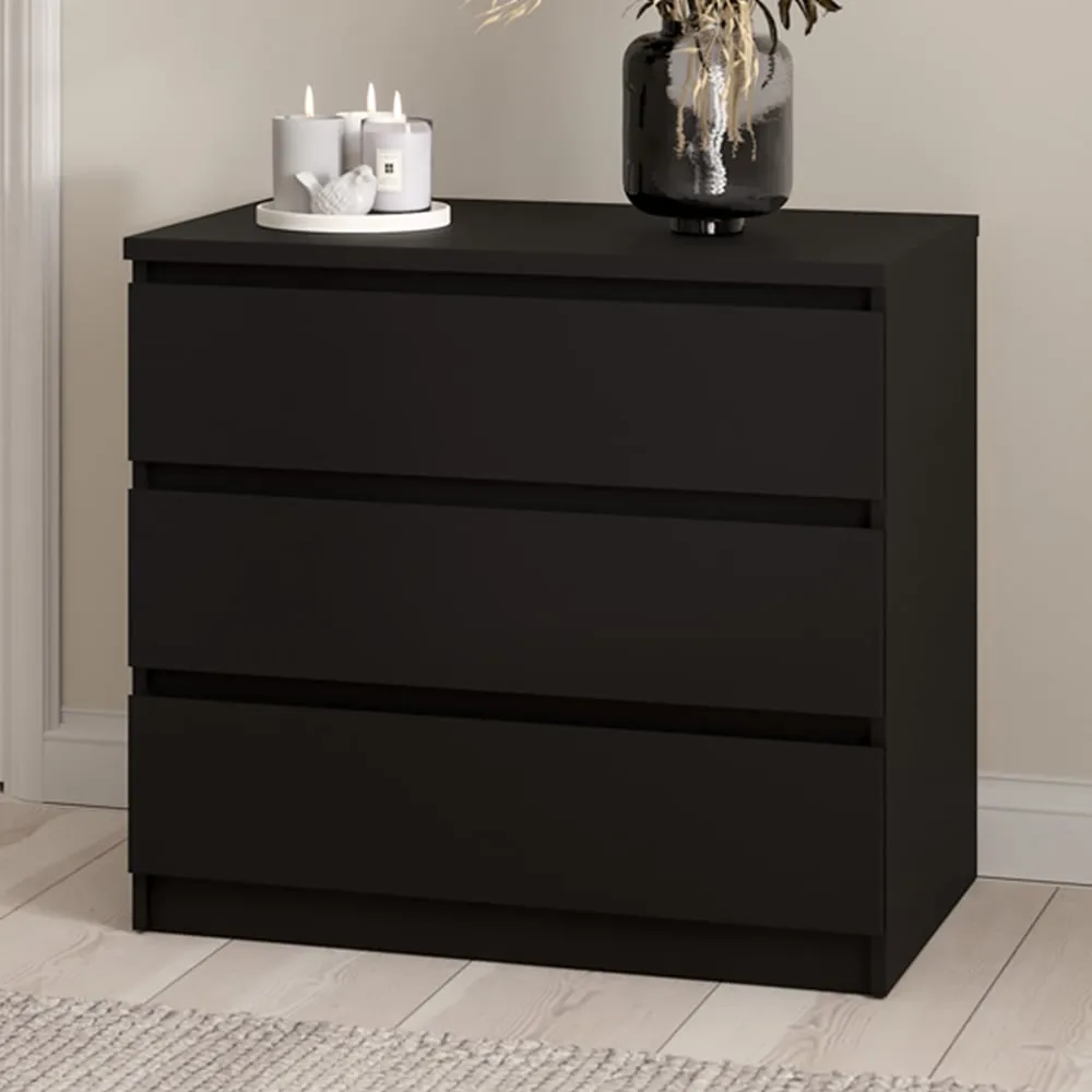 Florence 3 Drawer Chest of Drawers - Matt Black