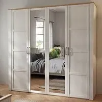 Florence 4 Door Wardrobe with Mirrors - Oak, White
