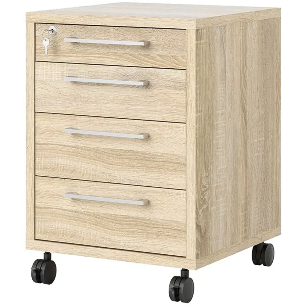 Florence 4 Drawer Mobile Cabinet - Oak