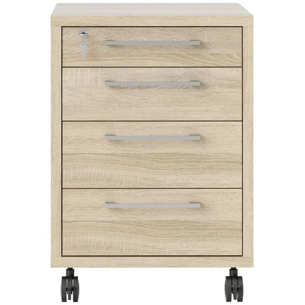 Florence 4 Drawer Mobile Cabinet - Oak