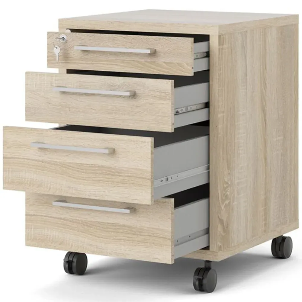 Florence 4 Drawer Mobile Cabinet - Oak