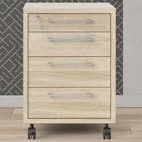 Florence 4 Drawer Mobile Cabinet - Oak