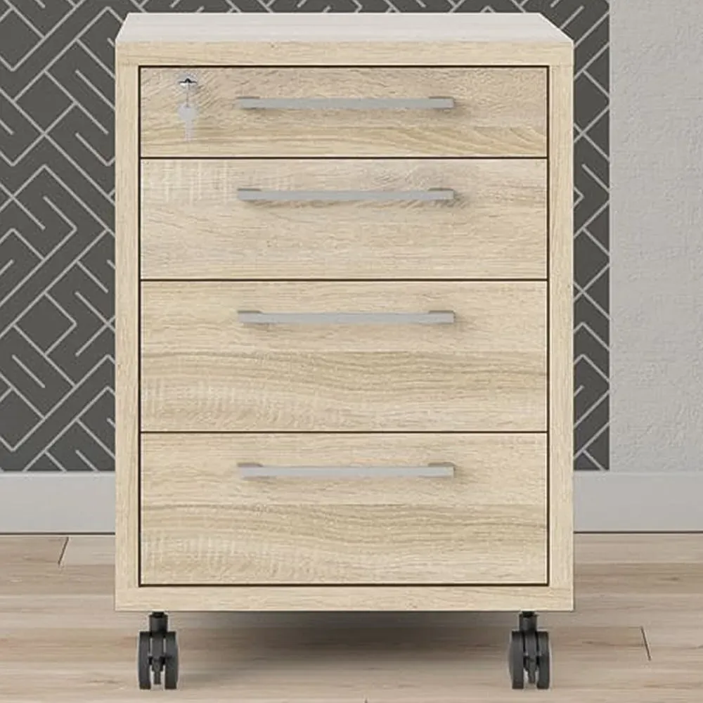 Florence 4 Drawer Mobile Cabinet - Oak image