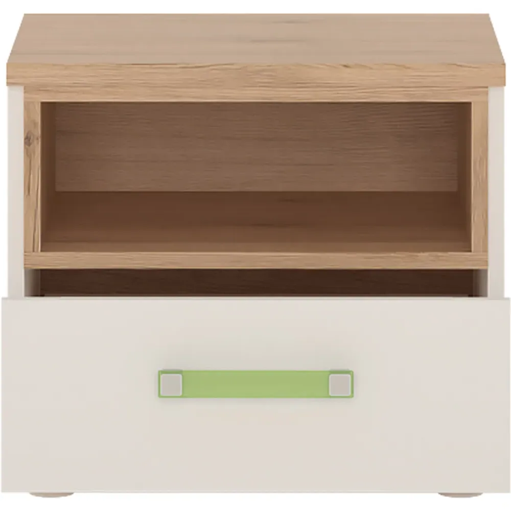 Florence 4KIDS Single Drawer Bedside Cabinet - White, Oak