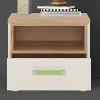Florence 4KIDS Single Drawer Bedside Cabinet - White, Oak