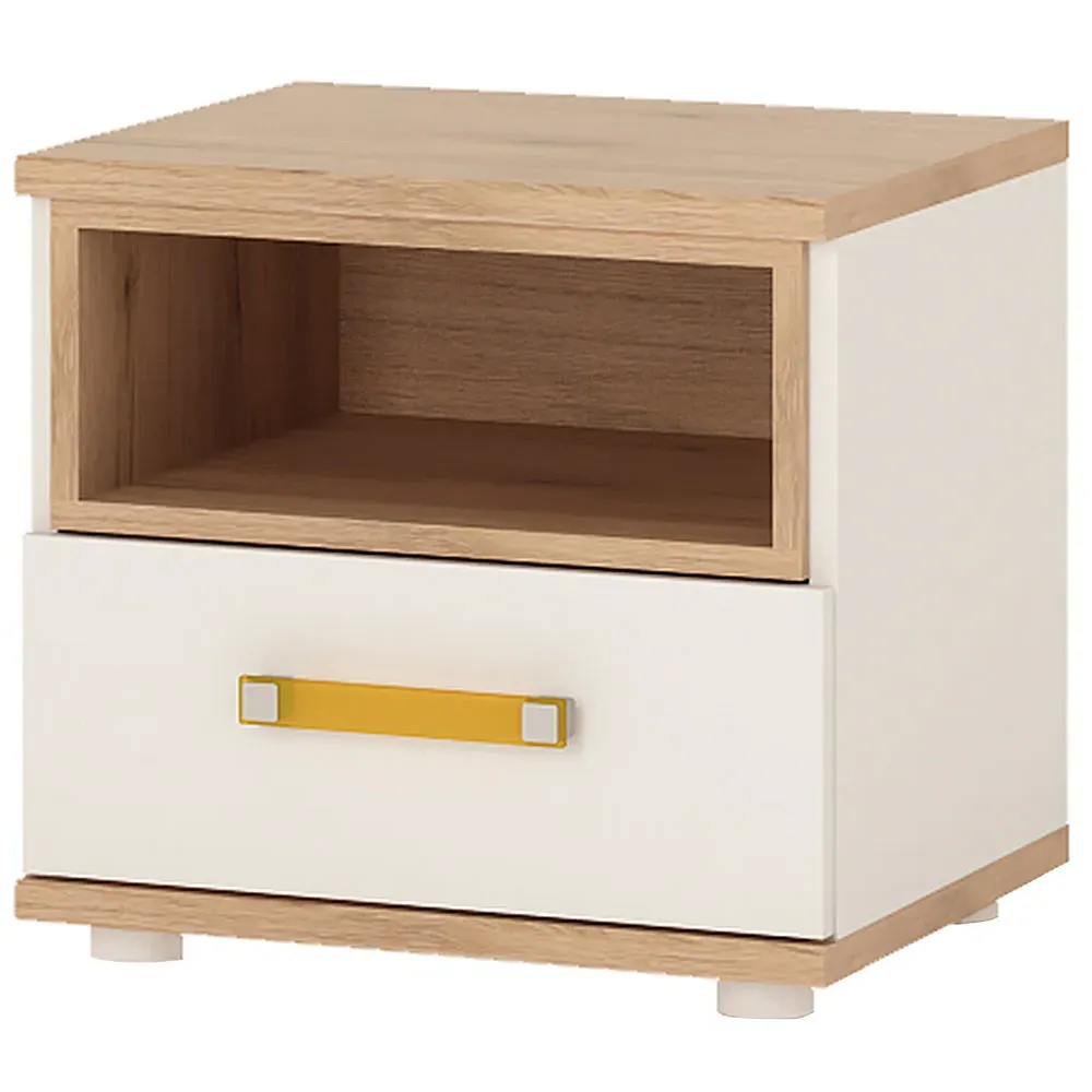 Florence 4KIDS Single Drawer Bedside Cabinet - White, Oak