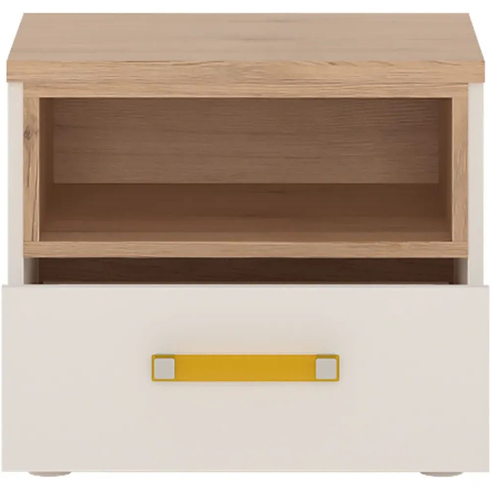 Florence 4KIDS Single Drawer Bedside Cabinet - White, Oak