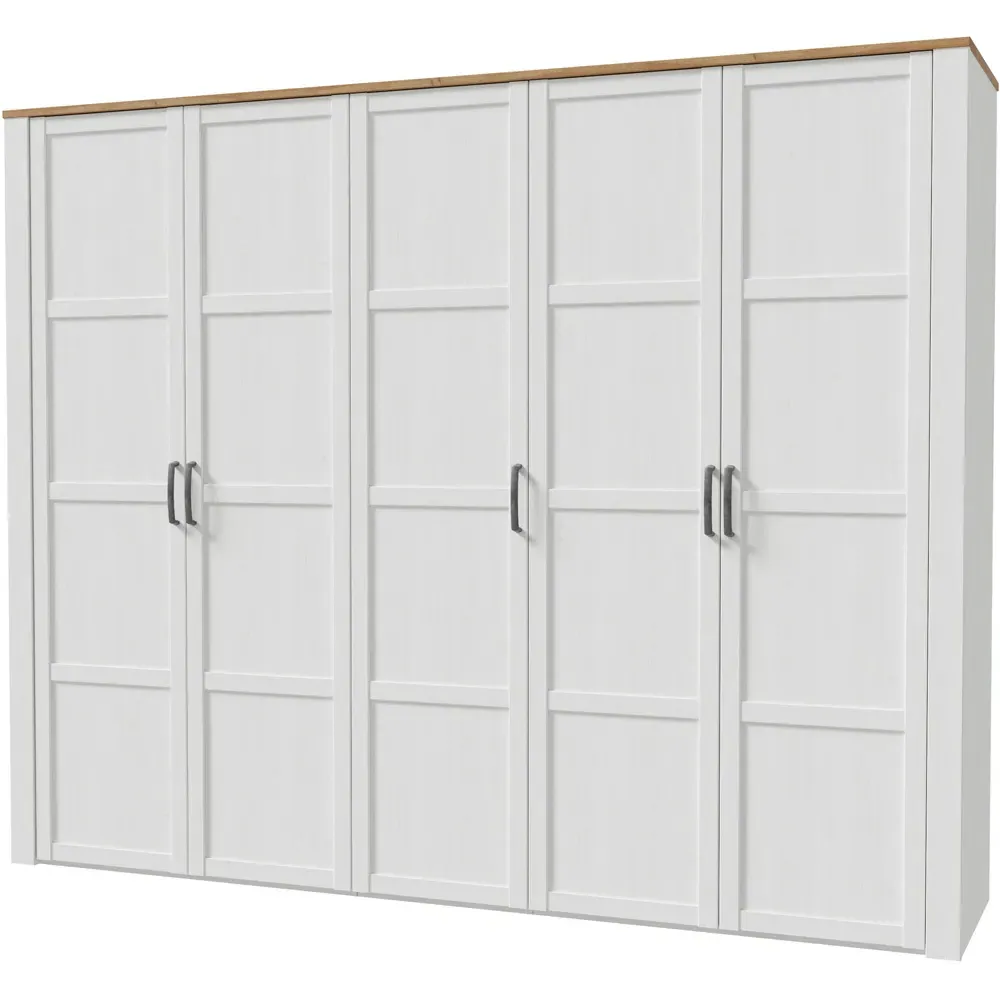 Florence 5 Door Wardrobe - Riviera Oak, White