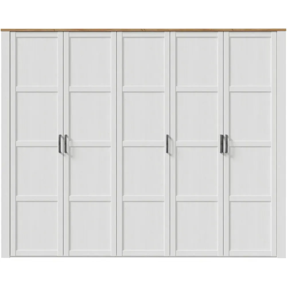 Florence 5 Door Wardrobe - Riviera Oak, White