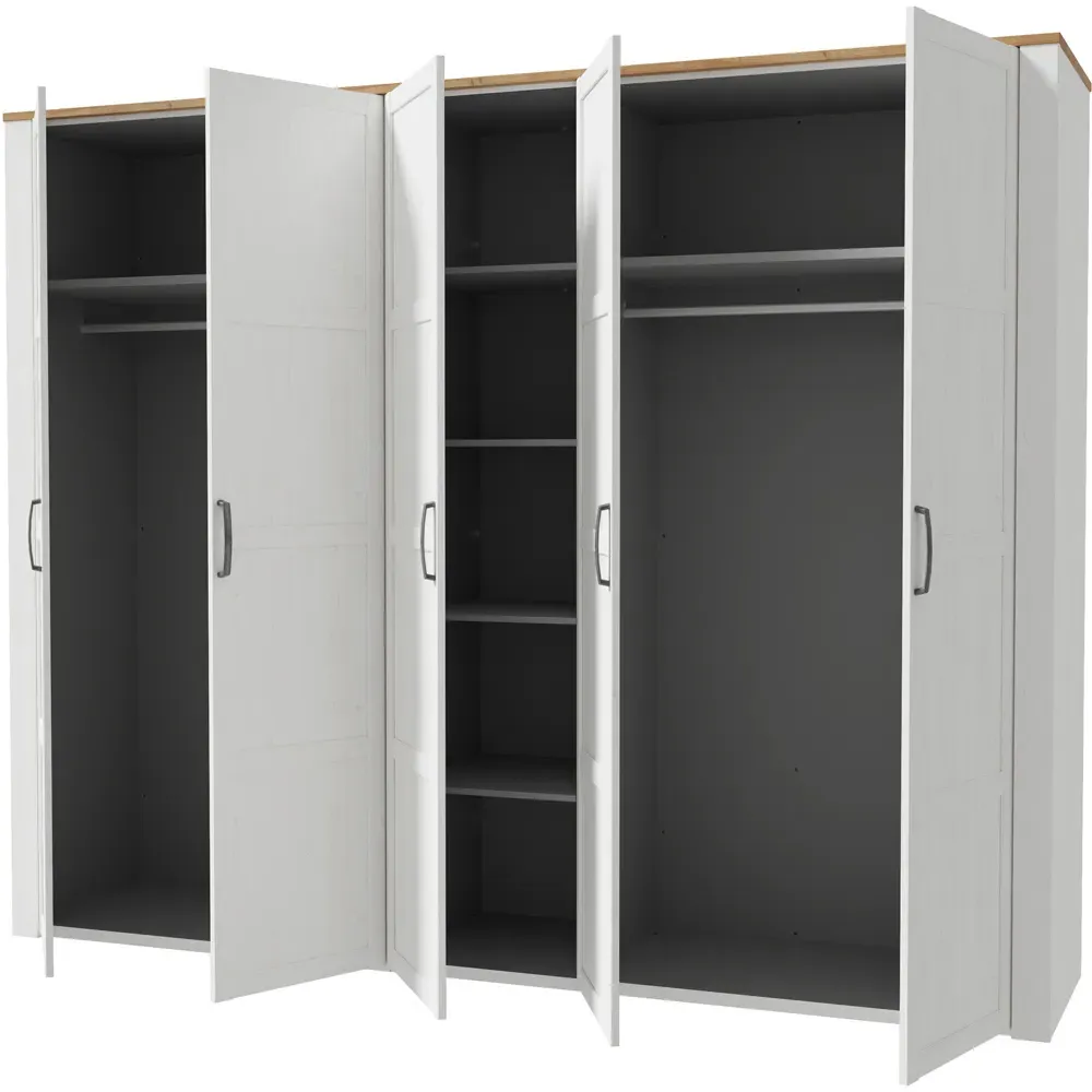 Florence 5 Door Wardrobe - Riviera Oak, White