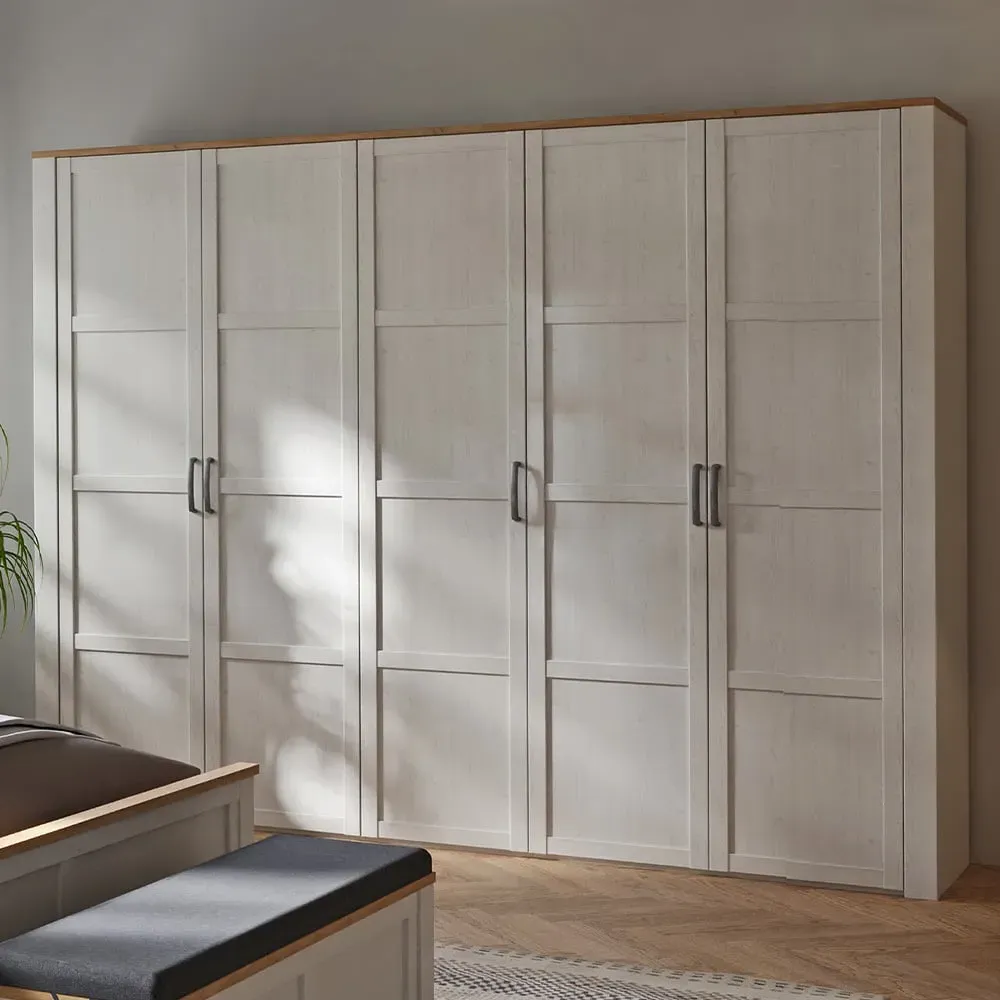 Florence 5 Door Wardrobe - Riviera Oak, White image
