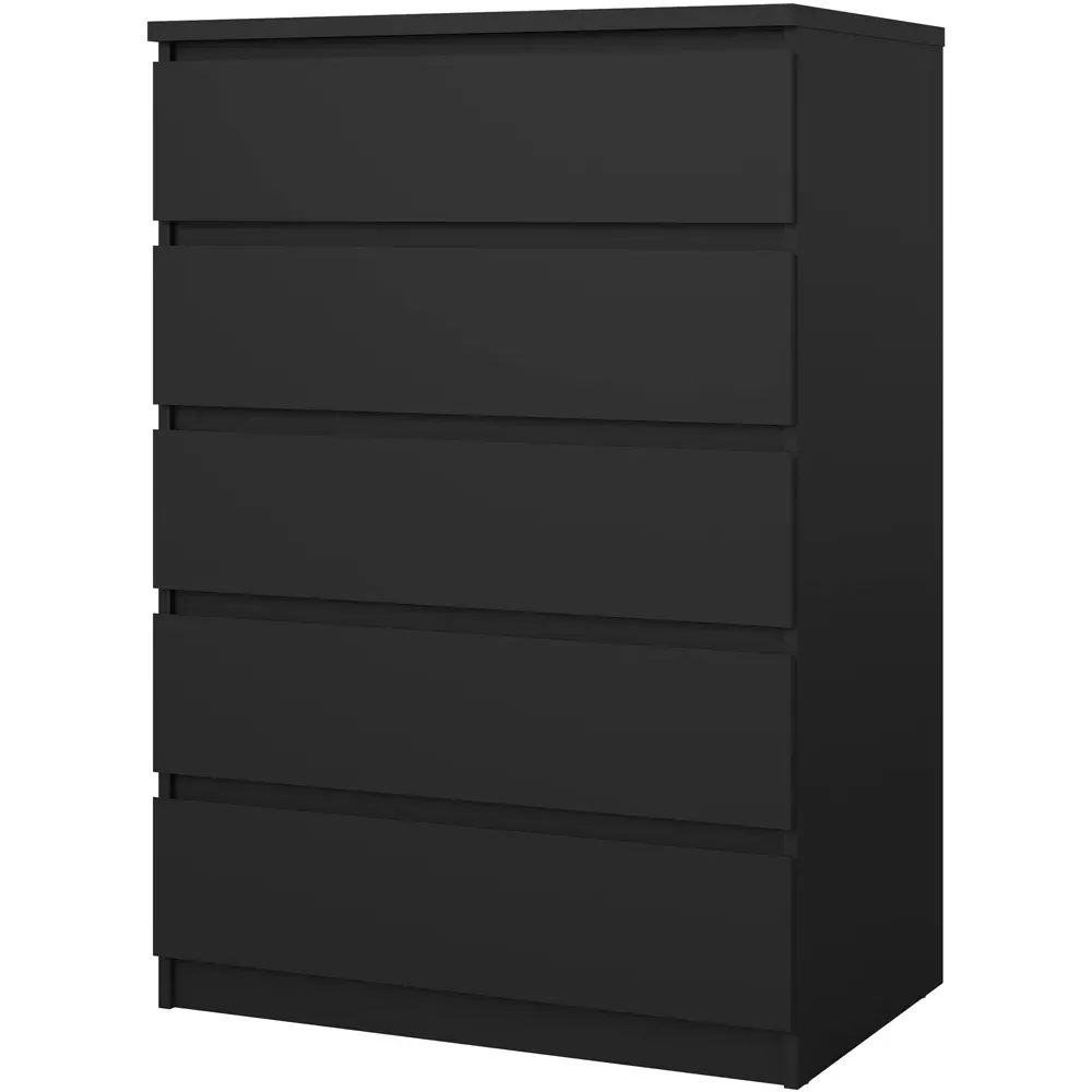 Florence 5 Drawer Chest of Drawers - Black