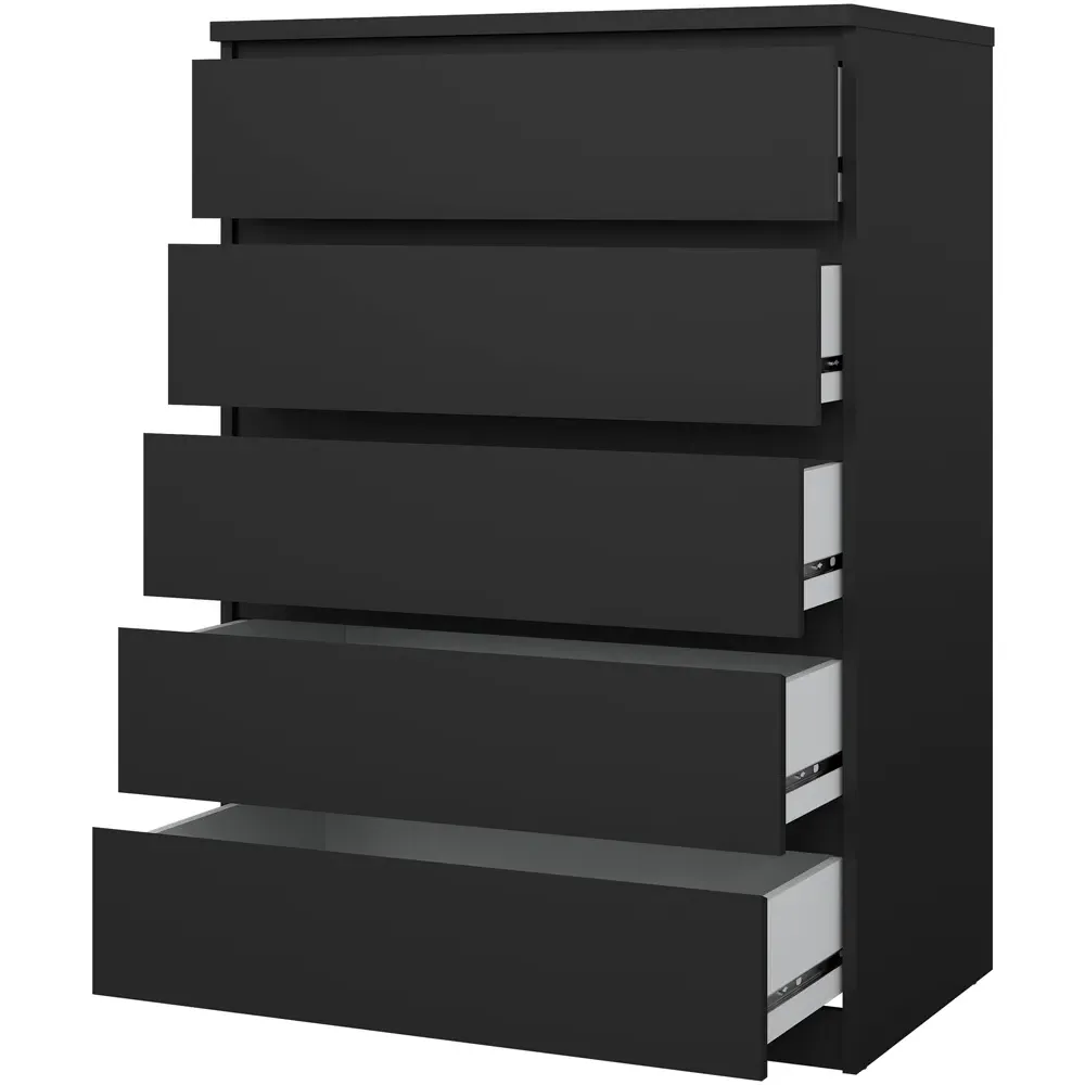 Florence 5 Drawer Chest of Drawers - Black