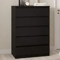 Florence 5 Drawer Chest of Drawers - Black