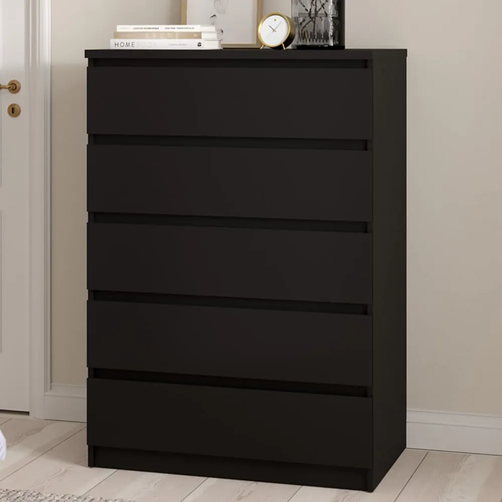 Florence 5 Drawer Chest of Drawers - Black