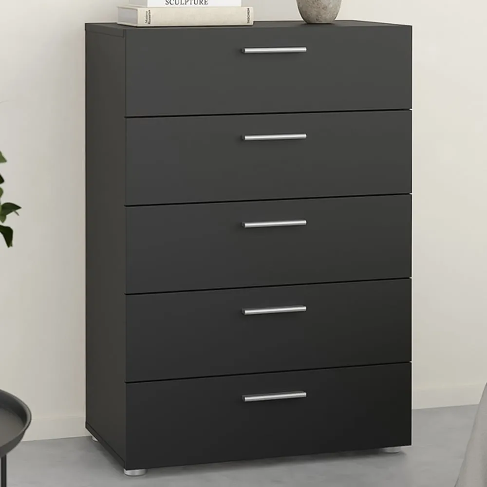 Florence 5 Drawer Chest of Drawers - Black image