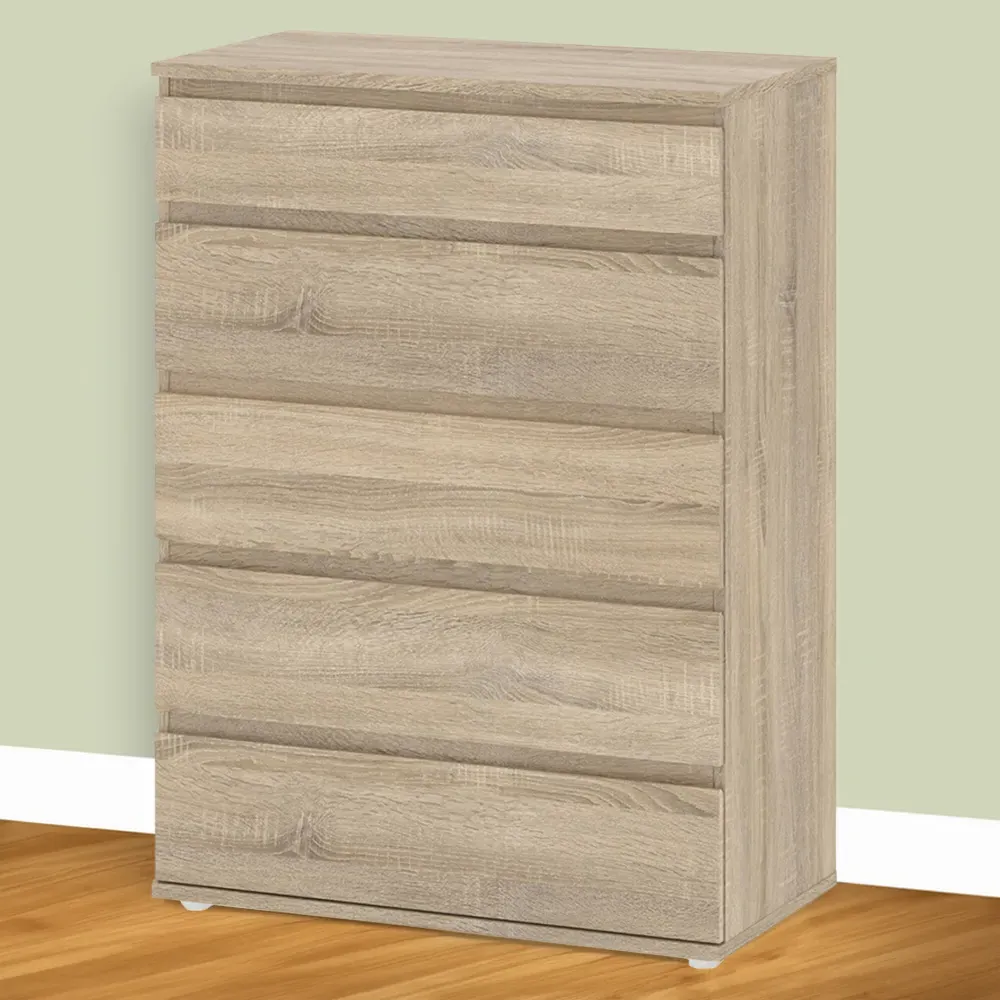 Florence 5-Drawer Chest of Drawers - Oak