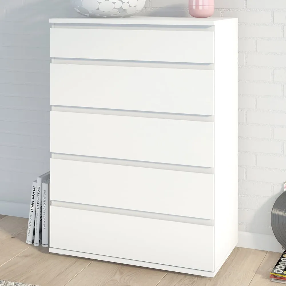 Florence 5 Drawer Chest of Drawers - White