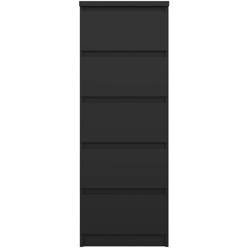 Florence 5 Drawer Narrow Chest of Drawers - Black