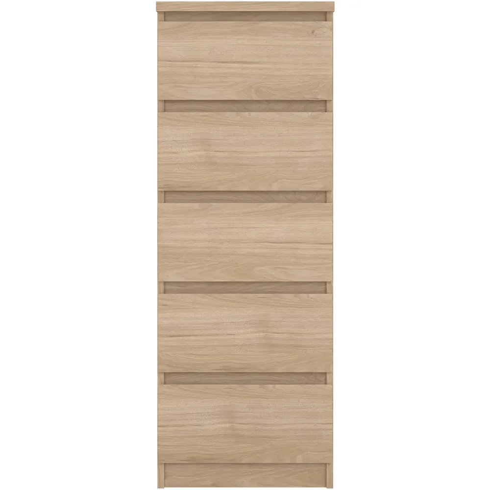 Florence 5 Drawer Narrow Chest of Drawers - Oak