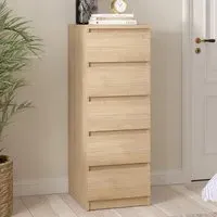 Florence 5 Drawer Narrow Chest of Drawers - Oak