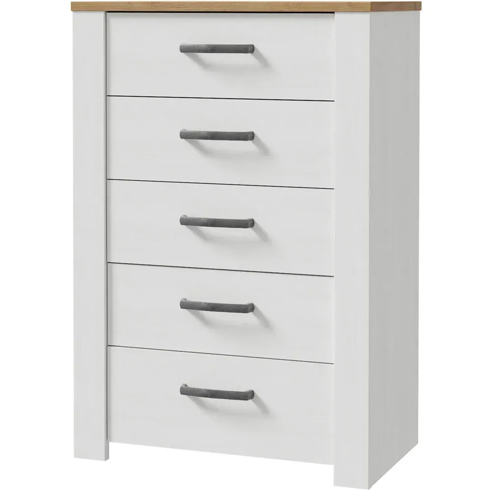 Florence 5 Drawer Narrow Chest of Drawers - Riviera Oak