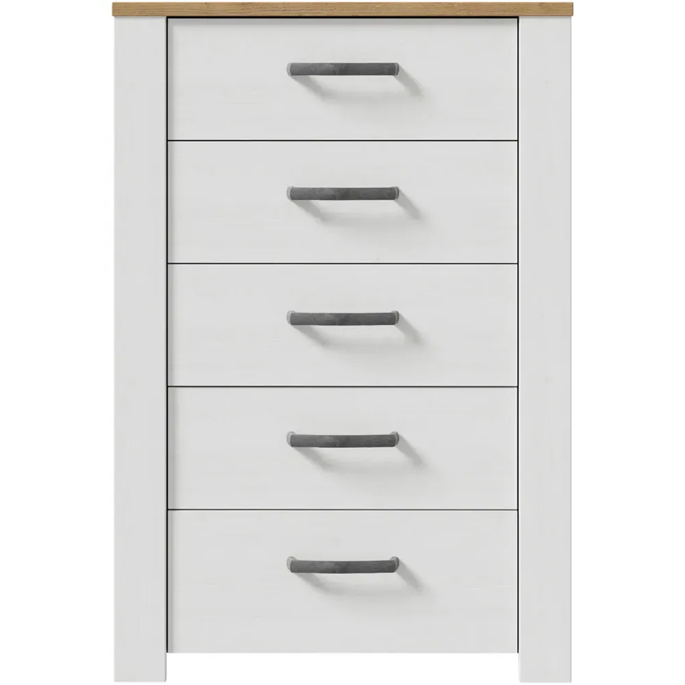 Florence 5 Drawer Narrow Chest of Drawers - Riviera Oak