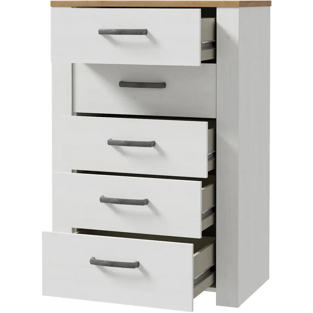 Florence 5 Drawer Narrow Chest of Drawers - Riviera Oak
