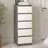 Florence 5 Drawer Narrow Chest of Drawers - White, Concrete